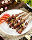 Satay or Sate Kambing, meat satay, Indonesian traditional food.